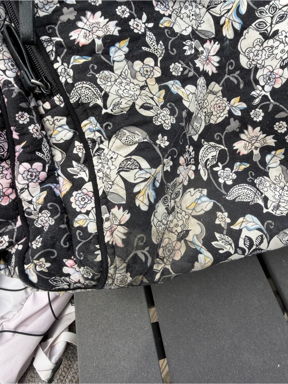 Vera Bradley Black Floral Quilted Daypack with Pale Accents - Picture 2 of 6